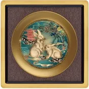 【開運陶源】金箔畫 黃金畫 純金 玉兔 30x30cm(玉兔呈祥)