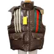 【DOKODEMO】全新 □GUCCI adidas 713715 Web Line 三條紋連帽羽絨背心ブラウン54碼 義大利製造 正品 男款