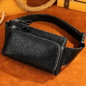 【米蘭精品】現貨+預購 真皮胸背包胸包真皮革側背包隨身男包包(仿舊復古皮革男用斜背腰包2色74es43)
