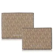 【Michael Kors】經典 PVC / 附ID夾 / 雙摺短夾(駝色)