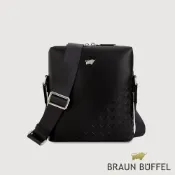 【BRAUN BUFFEL】墨菲斯 直式斜背包-黑色(德國小金牛台灣總代理)/BF524-16-BK