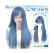 (店+)台灣 快速出貨 假髮全頭套女 長直髮 夏季輕薄 自然 冰川藍劉海長直髮 cosplay 整頂假髮套 韓妞髮型 仿真髮