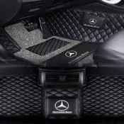 Benz皮革腳踏墊賓士W204 W203 W202 W205 W212 GLC300 CLK CLA GLA汽車腳墊