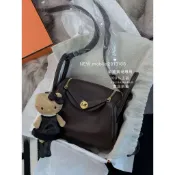 歐洲 在途貨 可接單 全新正品 Hermes 愛馬仕 mini lindy Swift皮 烏木色金釦 拼牛仔藍 W刻
