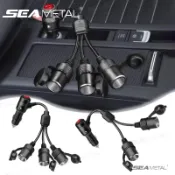 SEAMETAL 180W 汽車點煙器分線器 1 公轉 2/3 母插座 12V/24V 快速充電器電源轉接器附開關