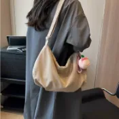 側背包大容量夏天百搭帆布單肩斜挎包質感餃子包【步行者戶外生活館】