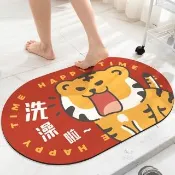 【Osun】卡通老虎造型浴室廁所吸水地墊防滑腳墊硅藻泥軟墊(50X80cm/特惠價CE474)