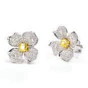 【禾美珠寶】0.32ct 天然濃彩黃彩鑽耳環SN731(Fancy Intense Yellow)