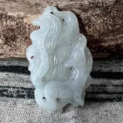 天然緬甸玉A貨/冰九尾狐/送瑪瑙珠繩鍊