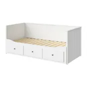【IKEA 宜家家居】HEMNES 坐臥兩用床框附三個床底收納盒, 白色, 80x200 公分
