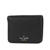 KATE SPADE Lena 荔枝紋釦式對開短夾-黑色