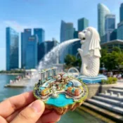 新加坡地標金屬冰箱貼魚尾獅濱海灣花園金沙酒店旅遊紀念伴手禮