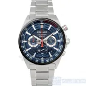 SEIKO 精工 SSB407P1手錶 競速 三眼計時 黑框 藍x銀面 日期 鋼帶 石英錶 男錶 【澄緻精品】