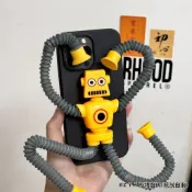【台灣發貨 特價處理】趣味個性黃色機器人伸縮適用蘋果16手機殼華為榮耀oppo小米vivo