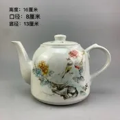 一站採購~景德鎮居仁堂製粉彩鳥語花香圖大茶壺 仿古瓷器 中式家居瓷擺件