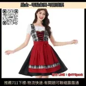 T-狂歡節女士傳統德國啤酒節服裝慕尼黑巴伐利亞Dirndl黑格子連衣裙