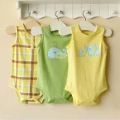 Mom and Bab 背心包屁衣三件組/無袖包屁衣/吊帶連身裝/兔裝-母子動物【01677-A】貝比幸福小舖