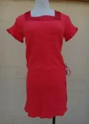 楹 ~ 正品 Blues Heroes Denim bhd  皺紗 胭脂紅 洋裝 size: M  三宅一生 me 花椰菜相似款
