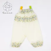 tenoe自然風印花 幼童遊戲服 玩沙衣 含收納袋 防水吊帶褲 戲水 玩沙 防水 畫畫衣 玩沙褲 - 含羞草花束