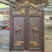 【客製化 訂金勿拍】新款自建房大門不鏽鋼庭院別墅農村院子戶外對開門平移電動庭院門花園門 庭院鋁合金門 庭院大門