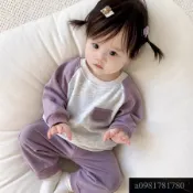 「臺現」 春季洋氣小套裝兒童休閒撞色長袖衛衣+衛褲運動休閒服2件套