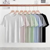 (店+)【FEE BABY】親膚薄款顯瘦素色長版T恤 t恤 短袖衣服 韓系上衣 正肩上衣 白色 上班上衣 素t 圓領上衣 粉色 天藍色 白色 黑色 杏灰色 花灰色 薄荷綠色