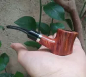 進口石楠木根手工雕刻實木彎式煙斗9MM過濾便攜小號桌鬥迷你叼鬥