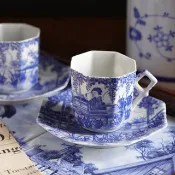 荷蘭 Japonaiserie 日本風八邊形古董青花瓷杯組
