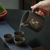 高檔紫砂側把公道杯 400ml大容量 茶海分茶器 功夫茶具 泡茶品茗 茶藝茶道 茶席必備