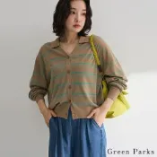 〈Green Parks 〉素面/條紋翻領針織開襟衫