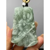 D186(附證書）天然翡翠。關公關聖帝君武財神吊飾