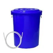 【G+ 居家】1入台製RO廢水收集桶56L(附蓋附提把 隨機色 儲水桶/萬用桶/回收桶/塑膠桶/鐵環提桶)