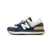 (店+)【NEW BALANCE】U574LGRN New Balance NB 574 LG 復古 情侶 織物皮革減震包裹性輕便 低幫跑步鞋 男女同款 藍白色