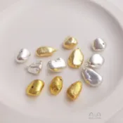 ALGD22-原生態溪石鍍真金淺金色銀色小石頭吊墜保色散珠diy手工隔珠吊飾