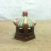 特價 WH8146【四十八號老倉庫】全新 早期 台灣 陶瓷 陶偶 涼亭 造景 水族箱 水缸 庭園 高7cm 小瑕 1只價