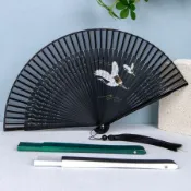 淘好物百貨店 古風男女仙霸氣鏤空扇折扇子小仙鶴漢服扇夏季便攜祥云舞蹈扇道具