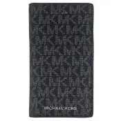 【Michael Kors】Jet Set MK花紋防水帆布卡片夾(黑)