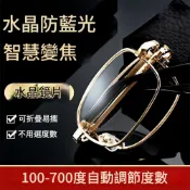 【變焦可折疊】老花眼鏡可配度數 金屬便攜摺疊老花鏡智能調節度數 中老年 水晶玻璃防藍光超高清閱讀眼鏡 長輩高品質禮品