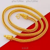 🔥正品🔥9999金店同款k金項鍊 霸氣男項鏈 龍頭項鏈 6mm粗仿真金項鍊 黃金色項鍊 沙金項鍊評【五福珠寶】