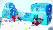 @企鵝寶貝@ 豪華隧道雙球屋 三角帳篷+方型帳篷+隧道+１００顆彩球 CBH-06
