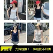 (店+)背心女涼感無袖大尺碼肩帶內搭休閒短版短袖上衣運動背心速乾白色女生跑步路跑薄外搭吸濕排汗透氣女裝羽球衣瑜伽上衣健身衣背心上衣t恤