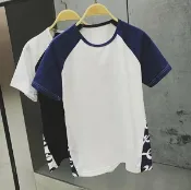 FINDSENSE服飾 FINDSENSE MD 時尚 男 潮 休閒 圓領 拼色 插肩袖 短袖T恤 特色短T 學生短T