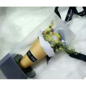 鏤空pvc手提盒 迷你花束甜筒冰淇淋花束禮盒 盆栽透明禮品盒 (兩色可選) | A&E 手作坊