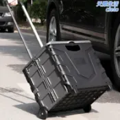 天際生活 【摺疊便攜】露營摺疊箱 摺疊購物車 買菜車 摺疊拉桿箱 手拉車 小推車 露營裝備 戶外收納 輕量承重 一拉即走 家用萬用推車