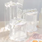 (店+)透明圓形塑膠蛋糕盒8寸-1入透明圓塑膠禮物盒 透明園禮盒 生日蛋糕盒 包裝盒 聖誕禮物 交換禮物