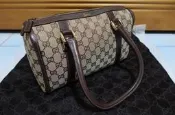 正品2手 GUCCI  緹花布手提波士頓包