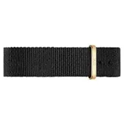【Daniel Wellington】Petite Cornwall 16mm寂靜黑織紋錶帶-香檳金(DW錶帶 DW00200238)