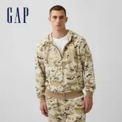 【GAP】寬鬆Gap Logo法式毛圈布拉鍊連帽外套-迷彩(907373)