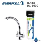 大山淨水生活館 【EVERPOLL】 DC-1000 + H-318 單道雙效複合式淨水器 搭配 SUS304不鏽鋼三用出水龍頭
