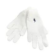 (店+)【RALPH LAUREN】Ralph Lauren 針織手套 米白 女手套 刺繡logo 無刷毛 純棉 小馬 @9388